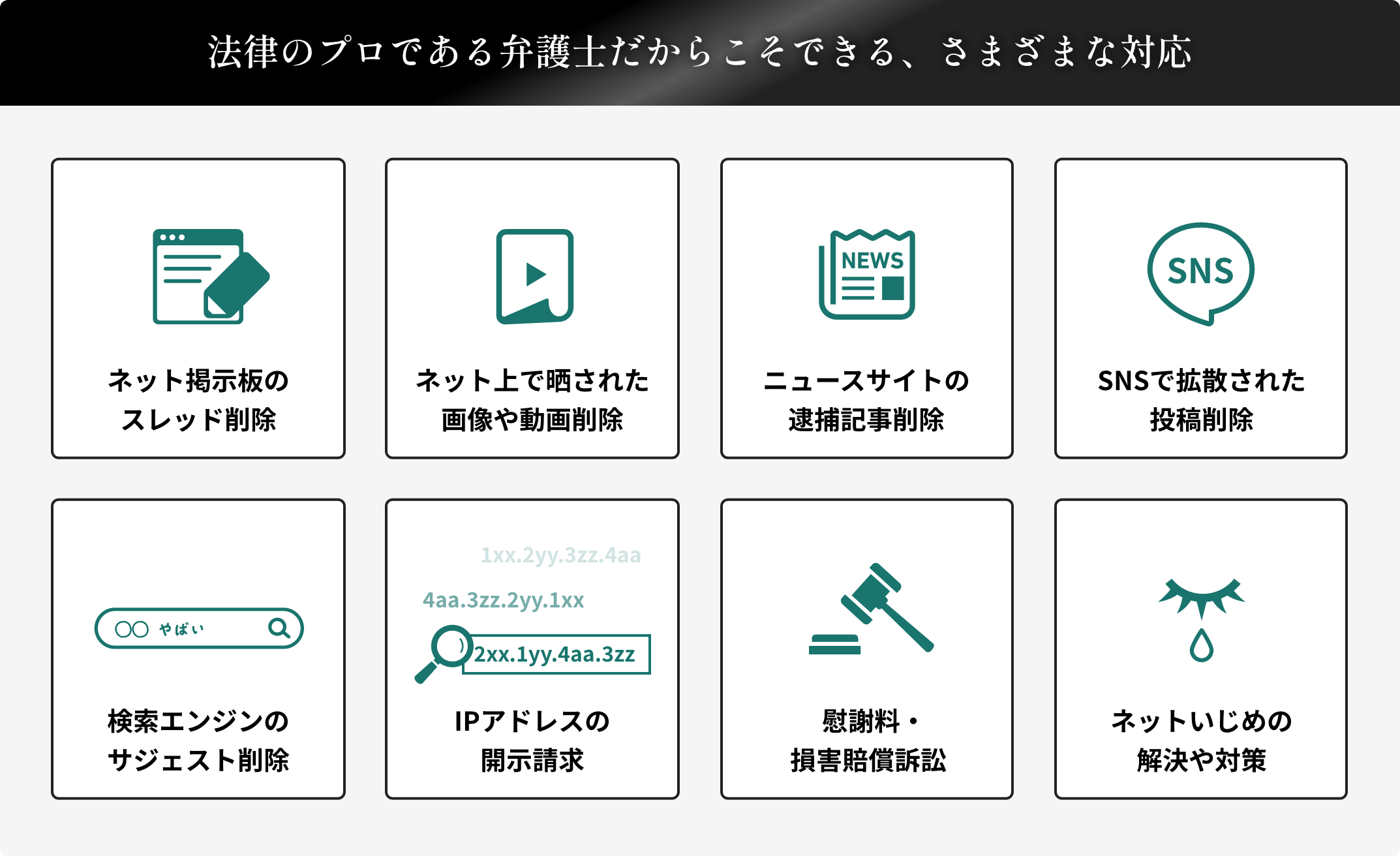法律のプロである弁護士だからこそできる、さまざまな対応